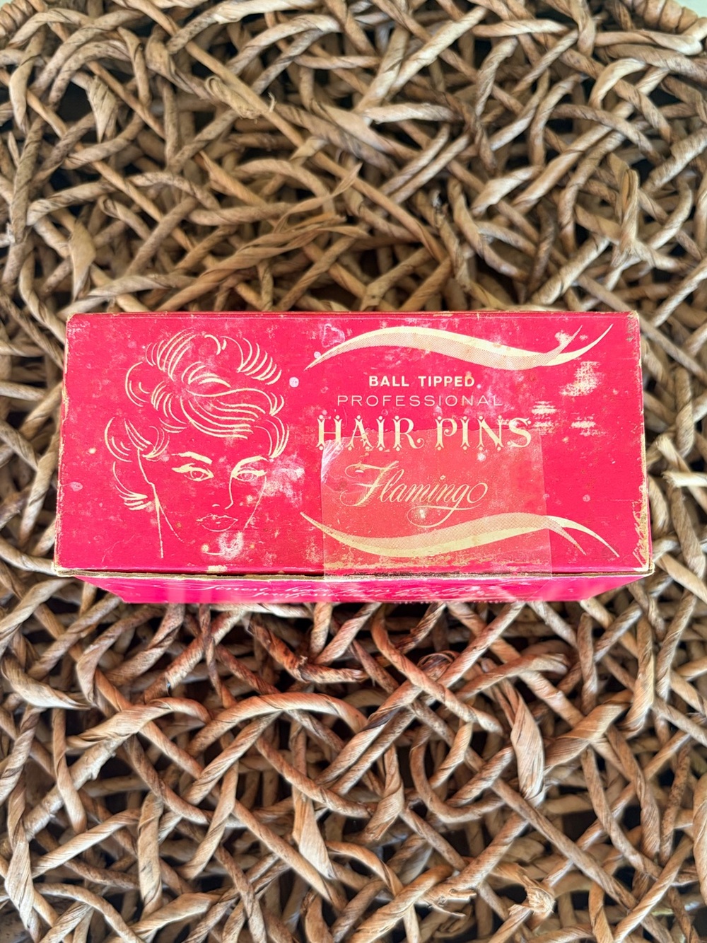 Vtg 1950s Flamingo Professional Hair Pins One Pound Full Box Black Crimped